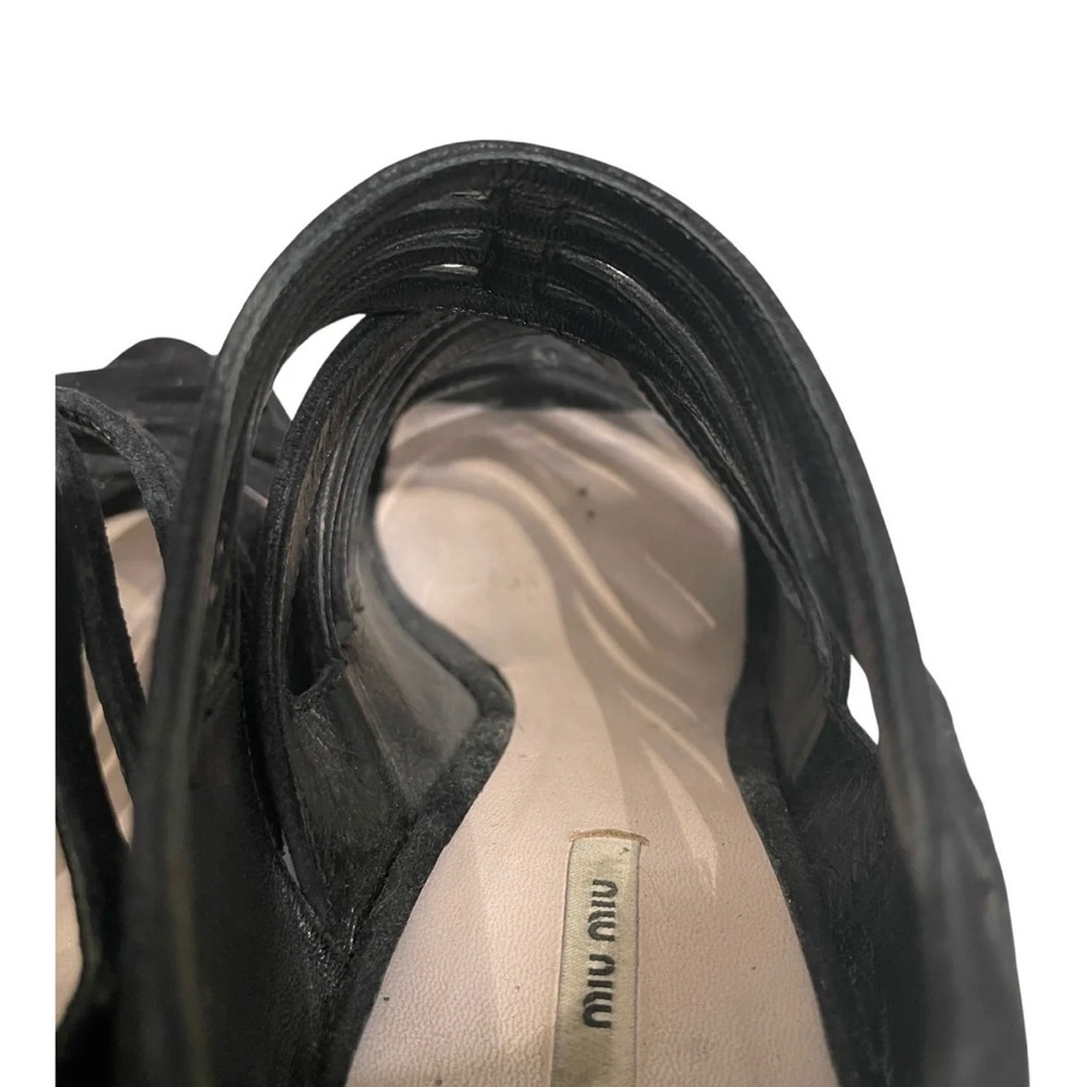Miu Miu Black Suede Cutout Heels – Size EU 37 | Strappy Cage Heels | Back Zip - Picture 5 of 7